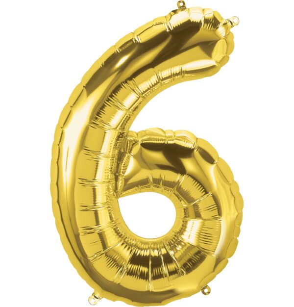 Gold Number 6 Foil Balloon