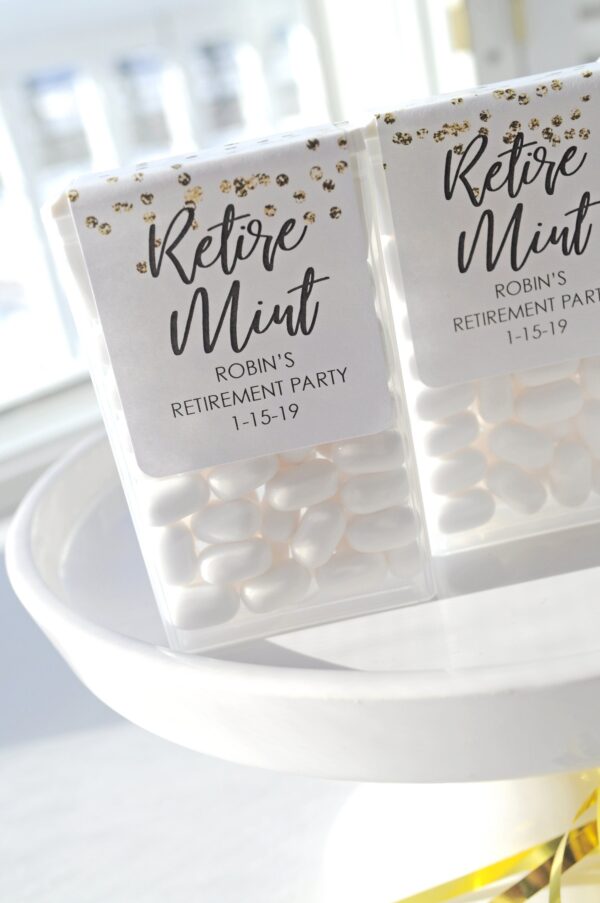 retirement party mint favor labels - Image 3
