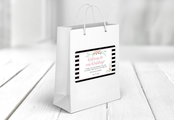 Event Guest Thank You Stickers Pink Floral Black Set of 12