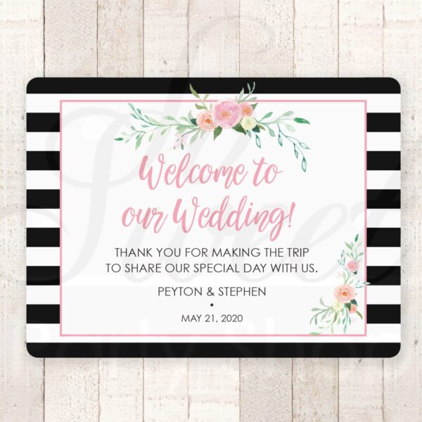 Event Guest Thank You Stickers Pink Floral Black Set of 12 - Image 2