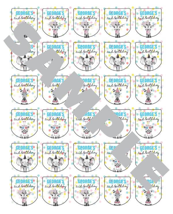 Birthday Party Favor Labels Set of 30