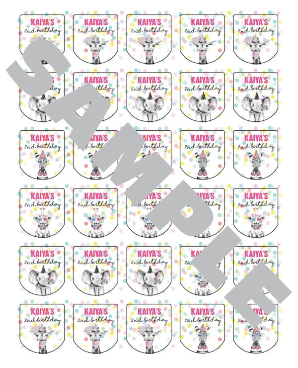 Birthday Party Favor Labels Set of 30 - Image 3