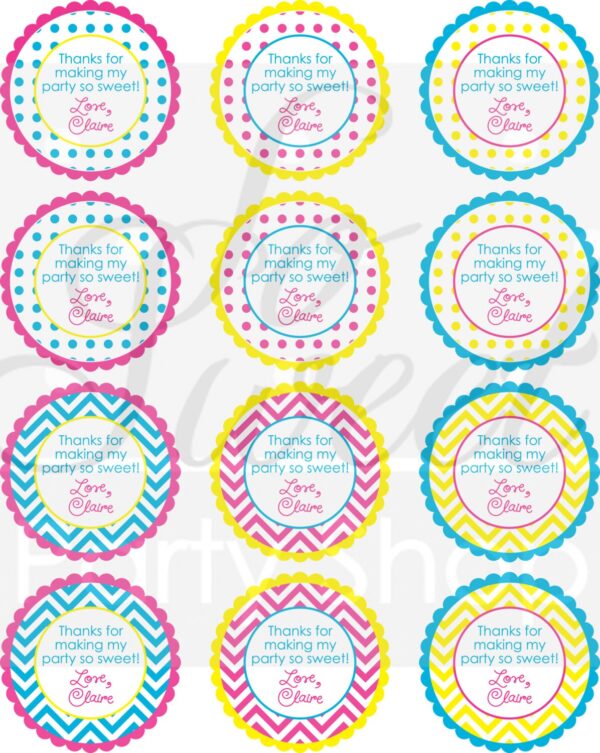 Birthday Party Favor Stickers Set - Image 2