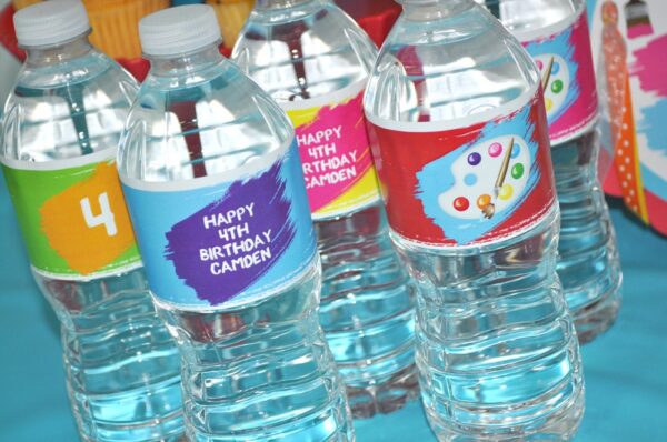 Art Party Water Bottle Wraps Set of 10