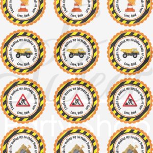 Construction Theme Birthday Stickers Set of 24